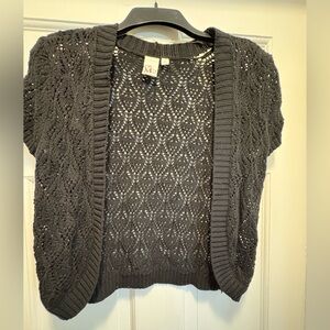 Elegant Black Open-Knit Cardigan